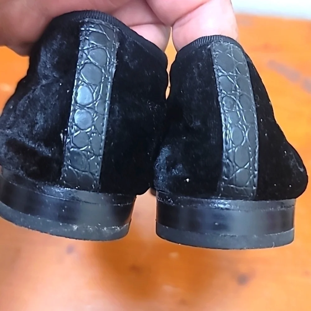 Sam Edelman Alvin Loafers Womens 7.5 Black Velvet Smoking Slipper Flat Shoes - Picture 4 of 16